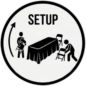 Table and chair setup service Event table and chair setup Party rental setup service