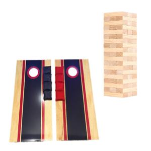 Giant Jenga & Cornhole rental package in Loganville GA and surrounding areas for birthdays, weddings, parties, and special events